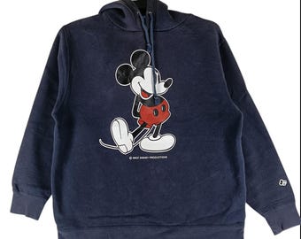 Vintage Mickey Mouse Navy Blue Disney Cartoon Network Hoodie Mickey Mouse Pullover/Crewneck/Sweater/Sweatshirt Size S