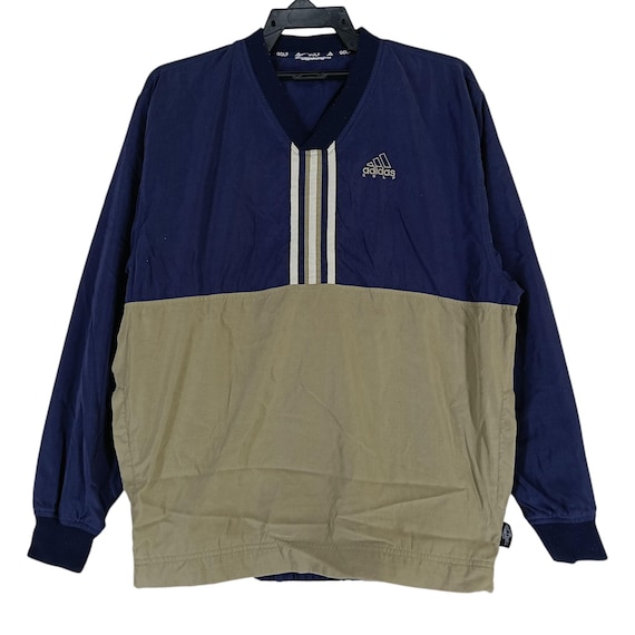 Buy Vintage 90's Adidas Three Stripes Navy Blue Medium Windbreaker