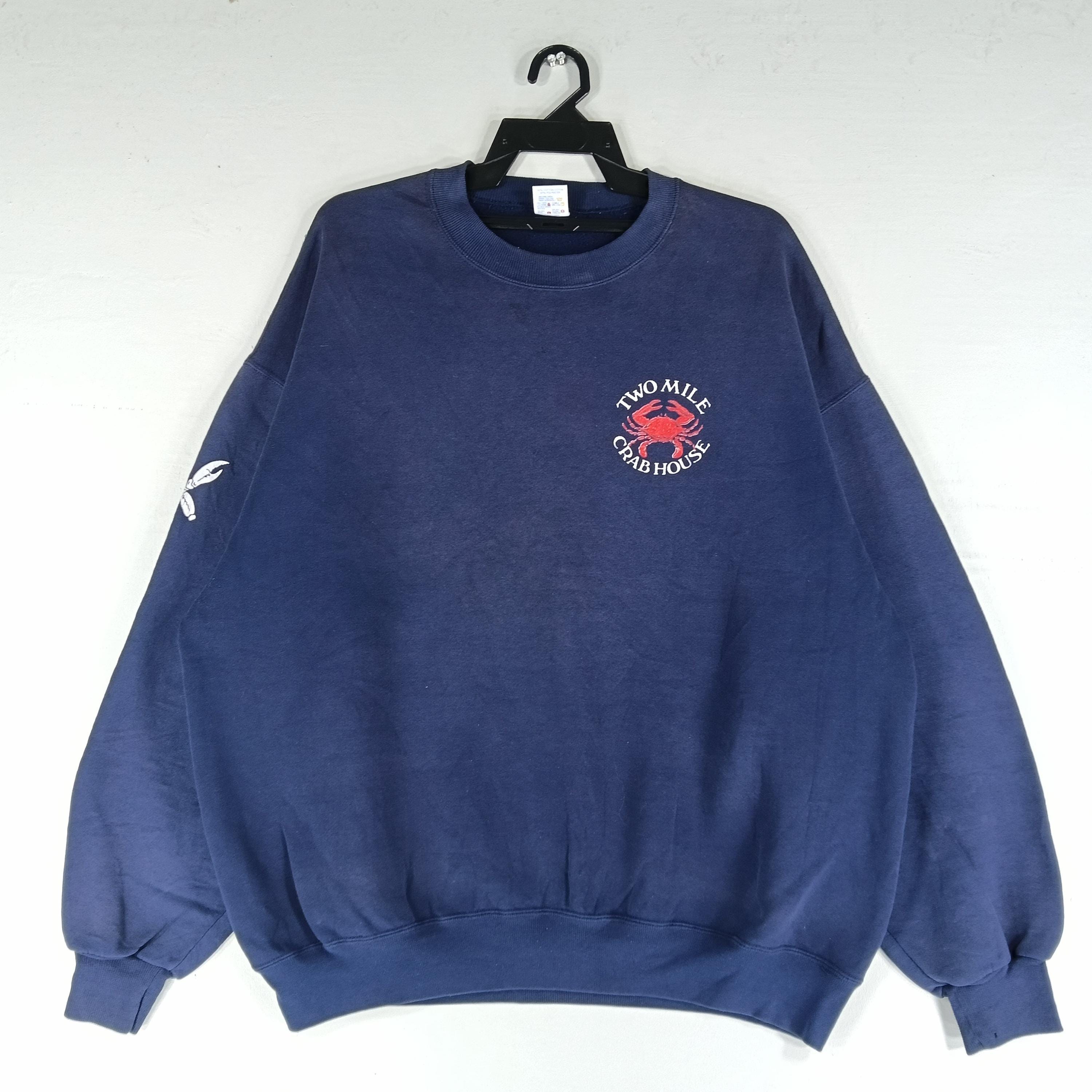 Vintage 90's Two Miles Crab House Navy Blue Xxlarge Sweatshirt