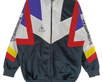 Vintage Le Coq Sportif Colorblock Trainingsjacke Große Le Coq Frankreich Blau Le Coq Sport Reißverschluss Reißverschlussjacke Le Coq Windbreaker Größe L