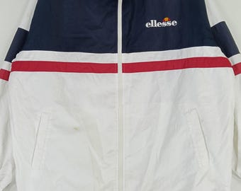 Vintage 90's Ellesse Multicolor White Navy Blue Large Windbreaker
