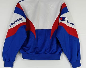 Vintage 90's Champion Blue Multicolor Medium Track Top Jacket