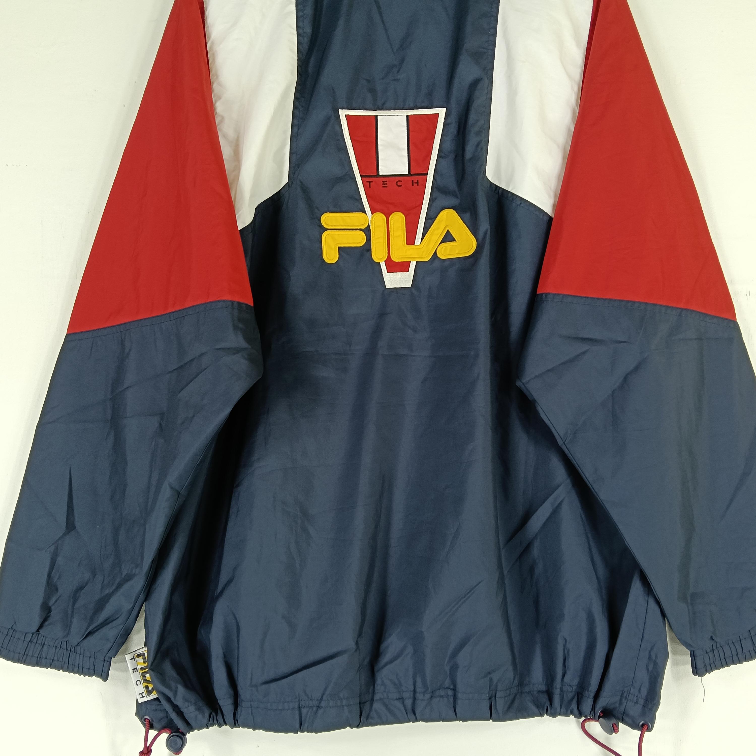 稀少　80s vintage FILA ITALY つなぎ　レトロ　古着　個性的 Vintage 90's Fila Biella Italia Navy Blue Red Anorak Large