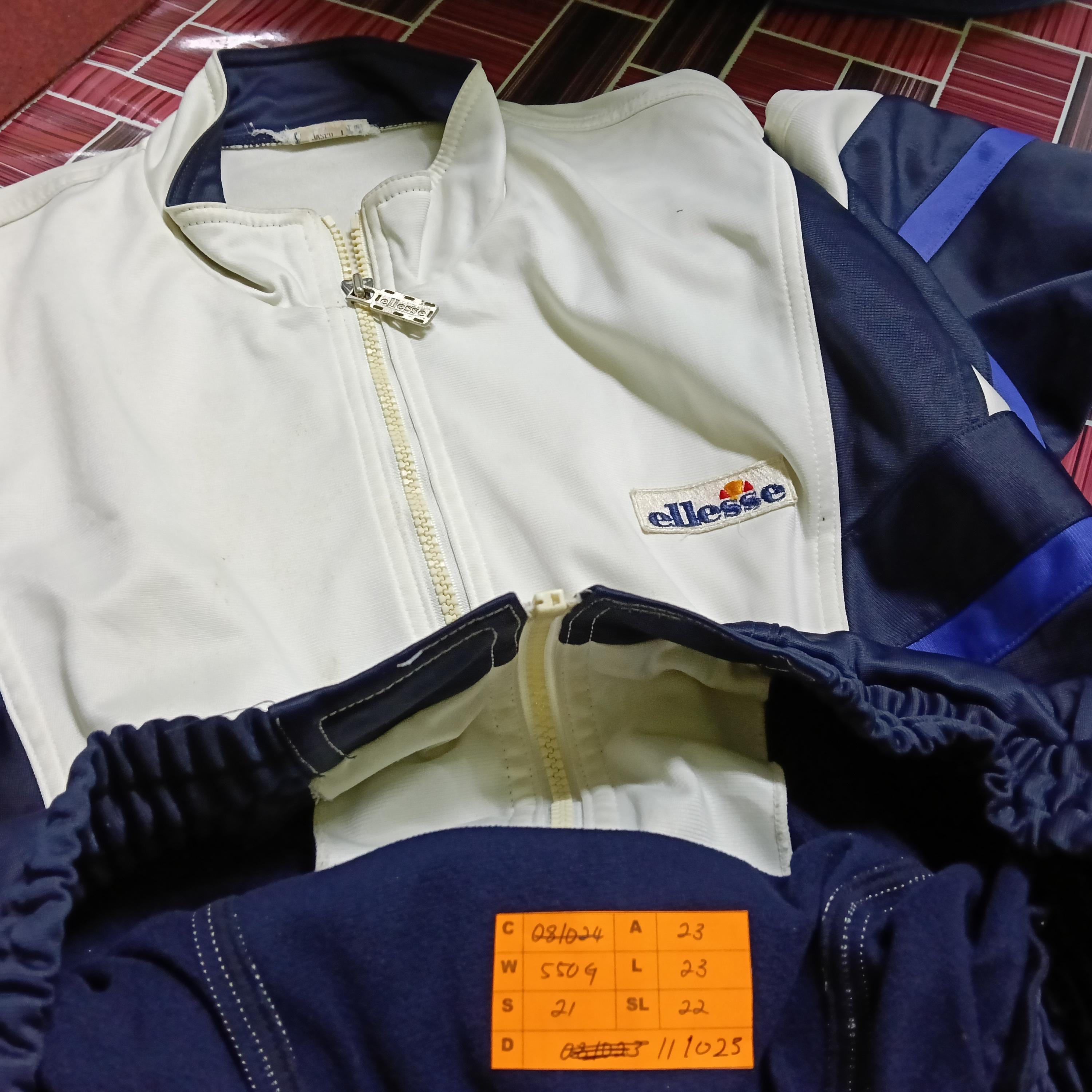 Vintage 90's Ellesse Track Top Navy Blue White Large Jacket