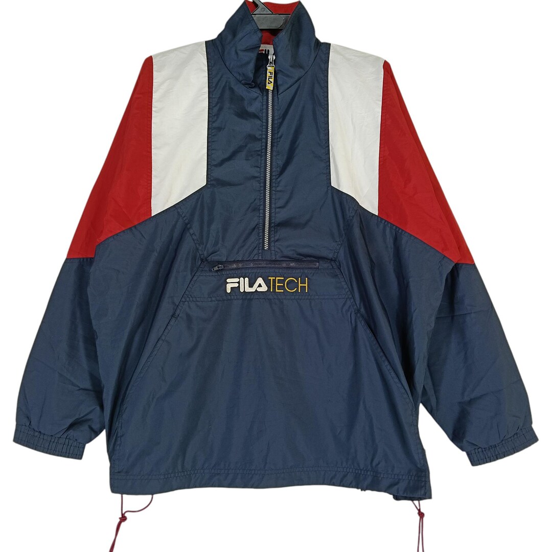 Vintage 90's Fila Biella Italia Navy Blue Red Anorak Large