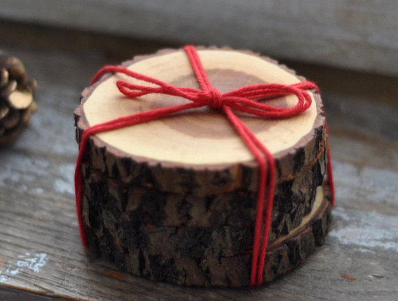 Wooden coasters tree branch coasters Oak wood Coasters Etsy
