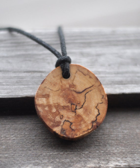 Wooden Necklace Birch Wood Pendant On A Cotton Cord - Wood Pendant Jewelry