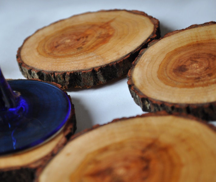 Wooden coasters tree branch coasters Oak wood Coasters Etsy