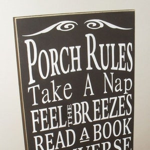 Porch Decor Porch Rules Sign Typography Subway Art Wooden Sign 12 x 24 You Pick Colors