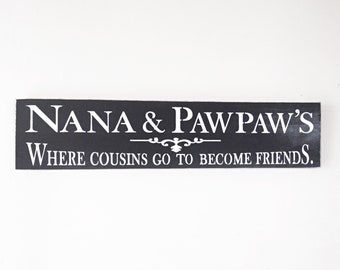 Nana and Pawpaw's Where Cousins Go To Become Friends Wooden Sign Mother's Day Gift