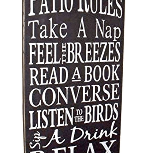 Patio Decor Patio Rules Sign Wood Sign 12 X 24 You Pick Colors - Etsy
