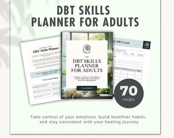 DBT Skills Planner for Adults | Emotional Regulation, Mindfulness Workbook (Canva Template)