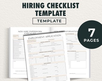 Pacchetto di modelli per la checklist di assunzione / Moduli di onboarding HR (download digitale)