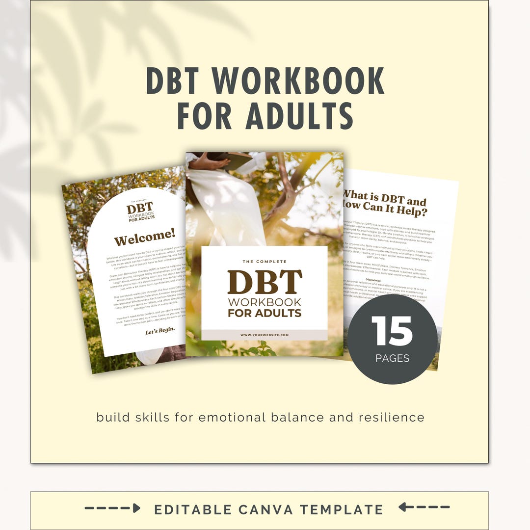 DBT Workbook for Adults Canva Template, Therapy Worksheets, Mental ...