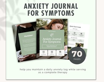 Anxiety Journal Template: Daily Symptom Tracker, Therapy Workbook (Canva Digital Download)