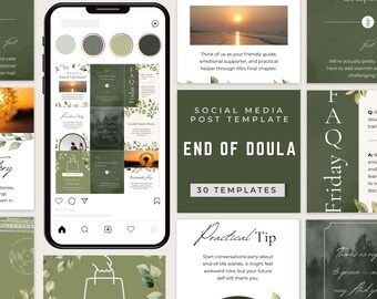 Modelli Canva per doula di fine vita, post Instagram di supporto al lutto, kit per i social media, contenuti di marketing modificabili