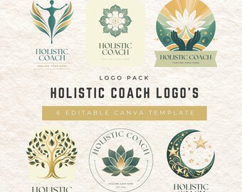 Holistic Coach Logo Bundle Canva Template | Wellness Branding Kit | Spiritual Business Logo Pack | Editable Premade Logos