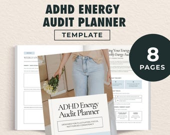 Agenda per il controllo energetico in caso di ADHD (stampabile), agenda per le funzioni esecutive modificabile su Canva (download digitale)