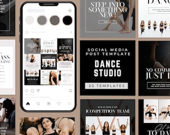 Modelli per social media per scuole di danza, pacchetto Canva per il marketing (download digitale)