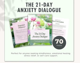 21-Day Anxiety Dialogue Journal Template PDF | Anxiety Workbook Printable | Mental Health & Self Care Guided Journal