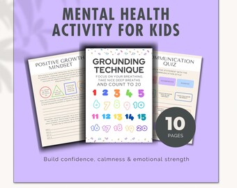 Mental Health Activities for Kids Printable Workbook | Coping Skills & SEL Worksheets | Kids Therapy Canva Template