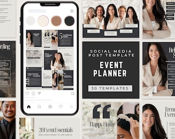 Event Planner Social Media Templates Canva | Instagram Post Bundle | Wedding & Event Coach Branding Kit