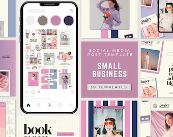 Small Business Social Media Templates Canva, Instagram Post Templates, Pink Aesthetic, Coach Content Creator Kit, Etsy Digital Download