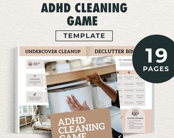 Modello di gioco di pulizia per ADHD / Sfida di pulizia e decluttering stampabile / Funzione esecutiva compatibile / Download digitale