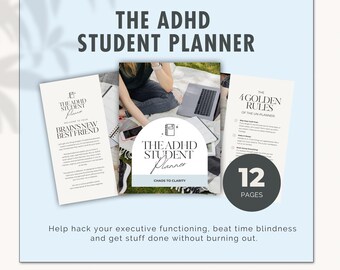 ADHD Student Planner, Executive Function, Focus Organizer (Canva Template)