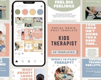 Modelli per social media per terapisti infantili, educazione alla salute mentale infantile (download digitale)