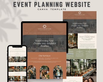 Event Planning Website Template | Weddings & Parties | Canva Editable Modern Business Website Design