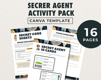 Pacchetto di attività da agente segreto, giochi per feste a tema spionaggio, schede di lavoro da detective (download digitale)