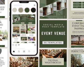 Modelli per social media per location di eventi: matrimonio di lusso, kit di marketing aziendale (Canva)