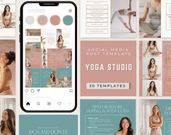 Yoga Social Media Post Templates | Canva Bundle for Fitness Coaches & Wellness Brands | 30 Editable Instagram Posts