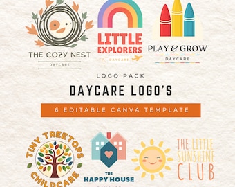 Daycare Logo Bundle Canva Template | Preschool Logo Kit | Childcare Branding Package | Editable Kids Business Logo Set | Nursery School Bran