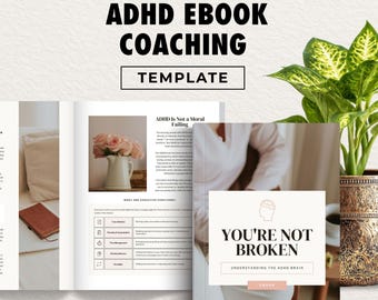 Modello di coaching per eBook ADHD, quaderno di lavoro per coach, auto-aiuto, download digitale, modello Canva