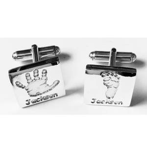 Square Handprint Cufflinks personalised with hand or image 1