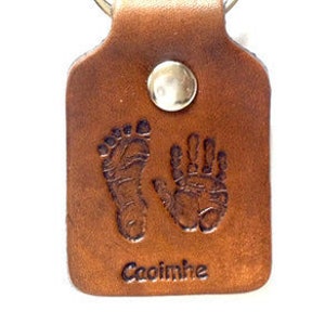 Personalised key fob for handprints, leather accessories, personalized gift, gift for dad, fathers day gifts, leather fobs, key fobs, dad image 2