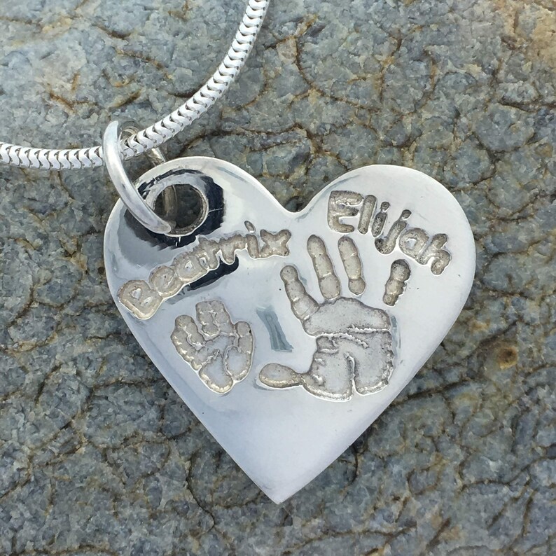 Handprint Keychain, Handprint Keyring, Heart Keychain, Customized