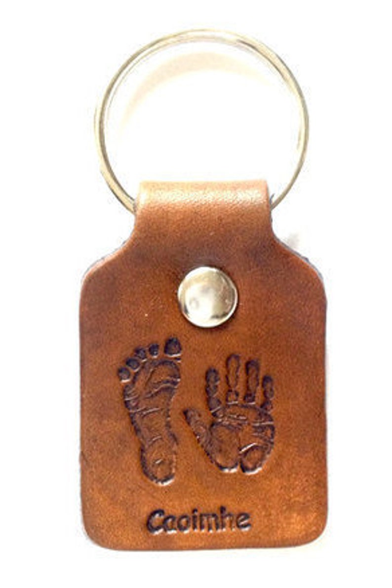 Personalised key fob for handprints, leather accessories, personalized gift, gift for dad, fathers day gifts, leather fobs, key fobs, dad image 2