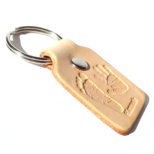 Personalised key fob for handprints, leather accessories, personalized gift, gift for dad, fathers day gifts, leather fobs, key fobs, dad image 5