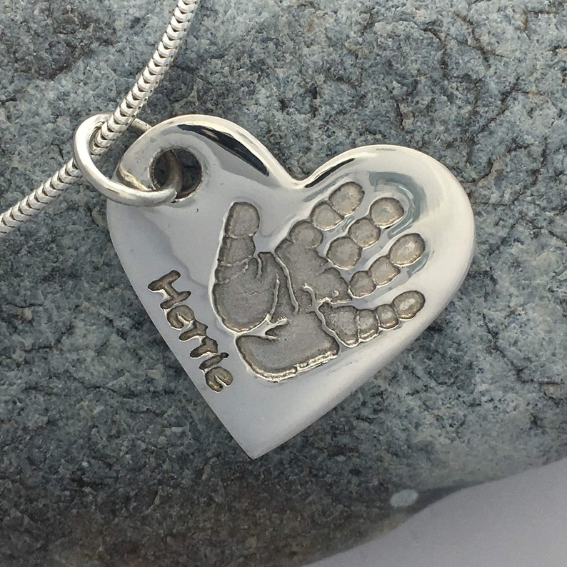 Handprint Keychain, Handprint Keyring, Heart Keychain, Customized