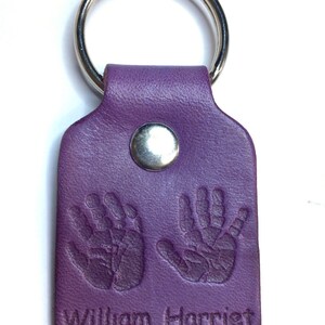 Personalised key fob for handprints, leather accessories, personalized gift, gift for dad, fathers day gifts, leather fobs, key fobs, dad image 9