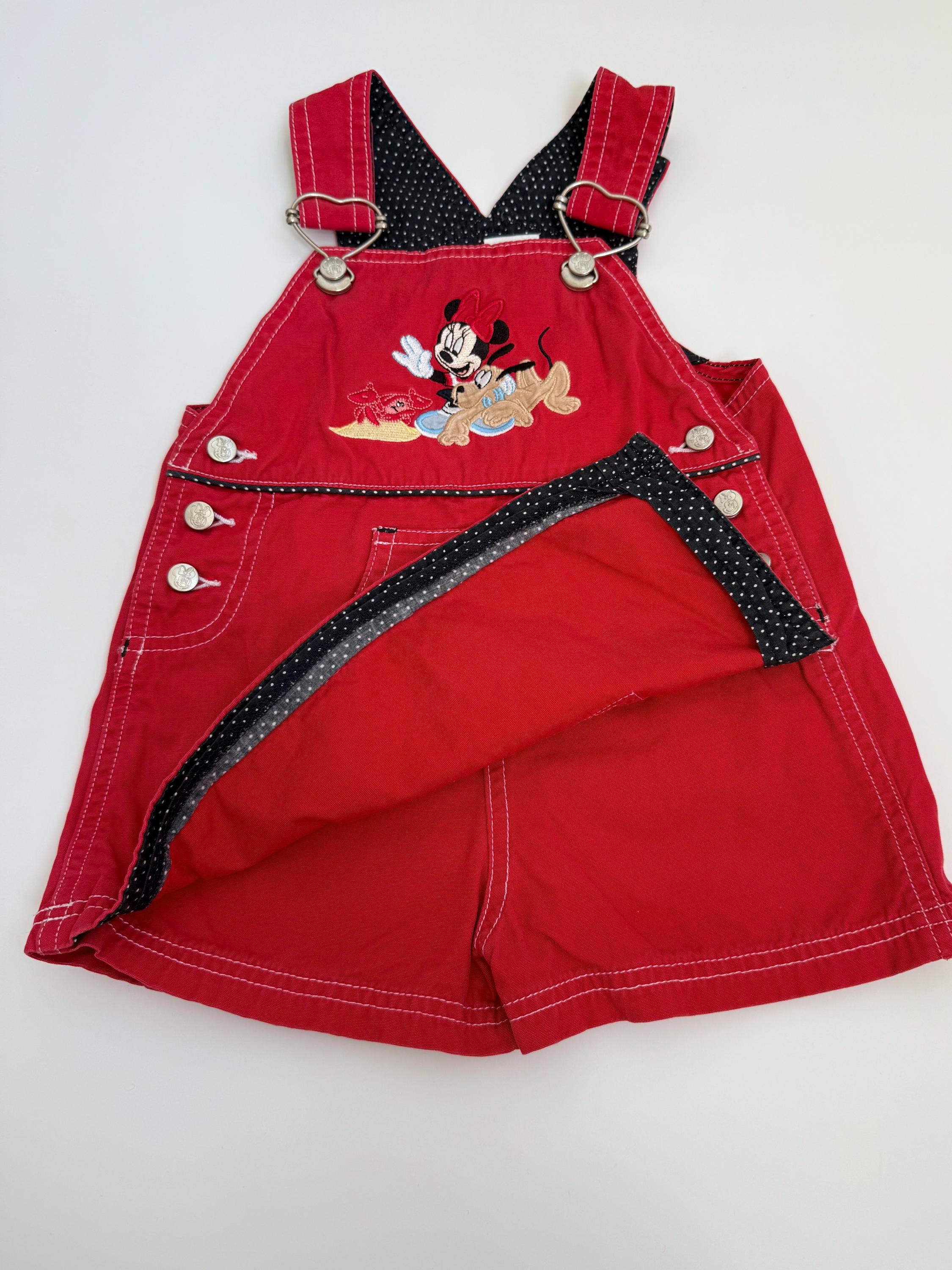 Y2K Disney Store Minnie Mouse & Pluto Skort Overalls 12–18 Months
