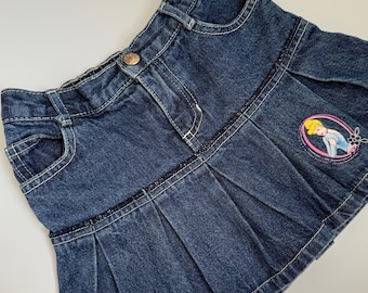 Y2k Disney Princess Denim Skirt Size 5, Cinderella Graphic Skirt
