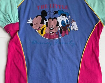Vintage 90er Jahre Disney Familie Schlafanzug, Baby Mickey, Goofy, Donald, Größe 98/104