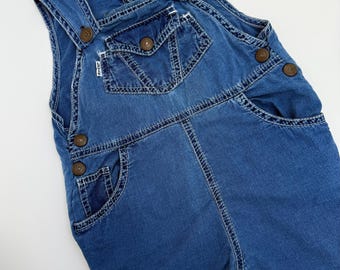 Vintage Levi’s Baby Denim Dungarees 18 Months Blue Short Overalls USA Style
