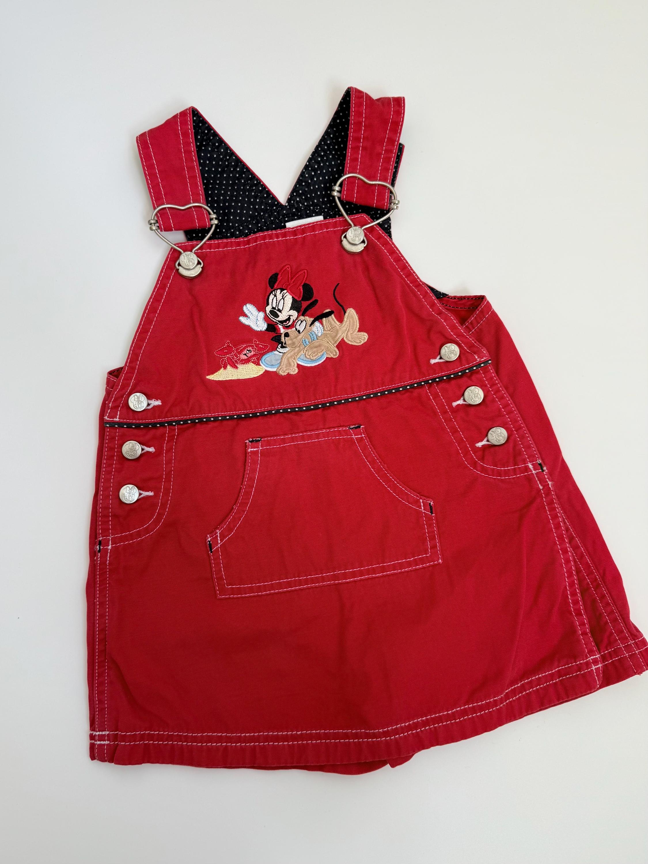 Y2K Disney Store Minnie Mouse & Pluto Skort Overalls 12–18 Months