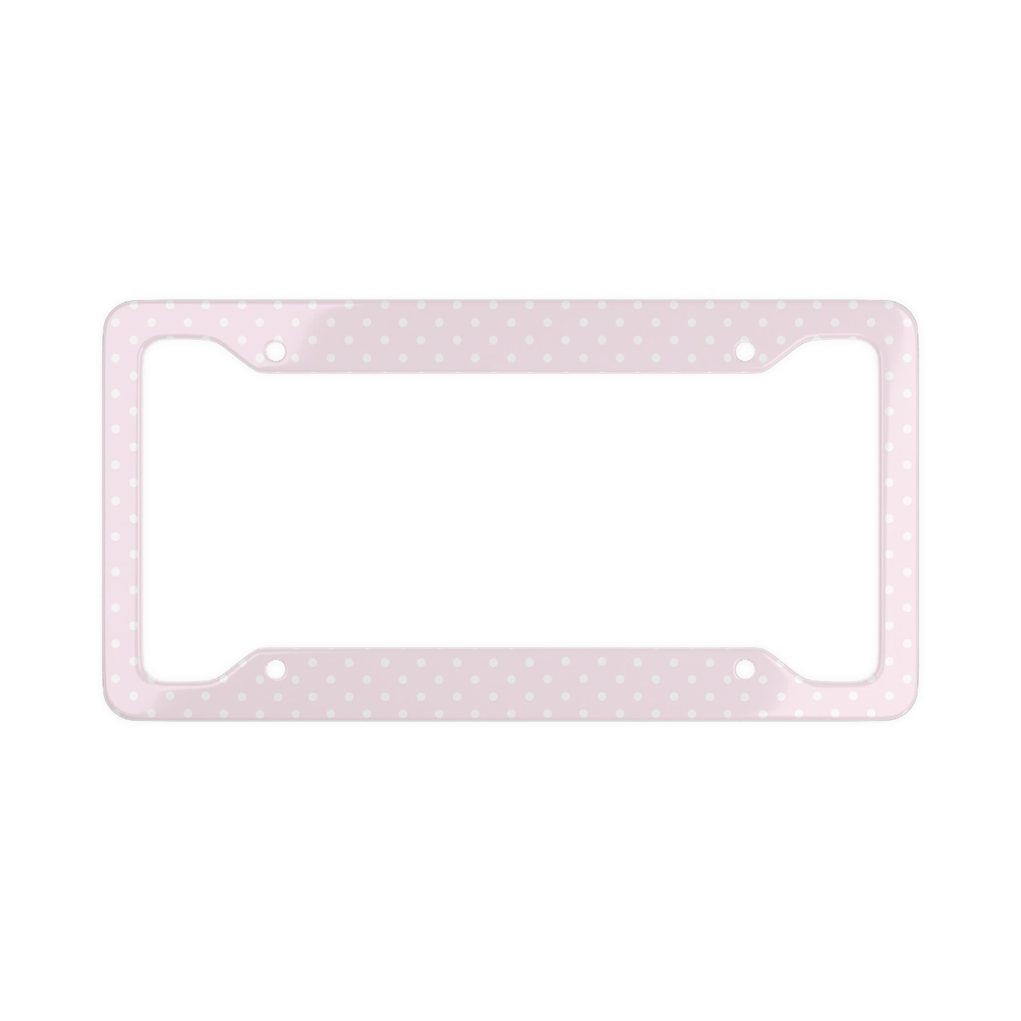Pink Polka Dot License Plate Frame - Cute Car Accessory, Girly Vehicle Decor, Car Gift for Her, Pink Polka Dot Car Tag Holder, Car
