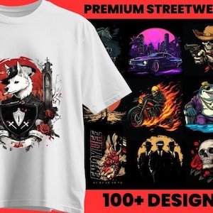 100+ Streetwear T-shirt Designs, Street Art PNG Bundle, High Quality Graphics, Underground Street Style